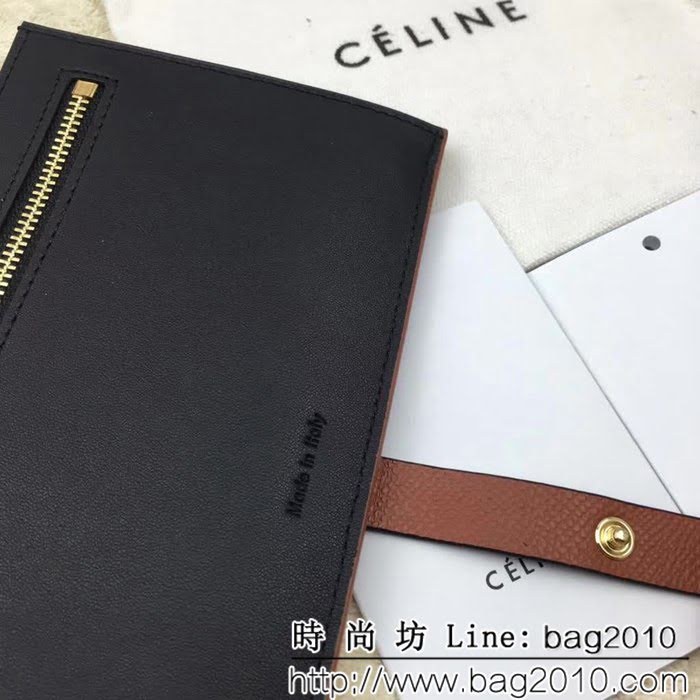 CELINE賽琳原單 專櫃 手掌紋牛皮搭扣拼色錢夾 4148 SL1688
